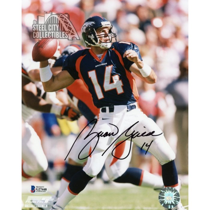 Brian Griese Autographed Denver Broncos 8x10 Photo (Blue Jersey) - BAS COA