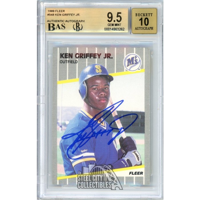 Ken Griffey, Jr. Autographed Signed . 1989 Fleer Rookie Card #548