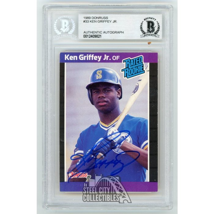 Ken Griffey Jr 1989 Donruss Rated Rookie Autographed Rookie Rc Card Bas Steel City Collectibles