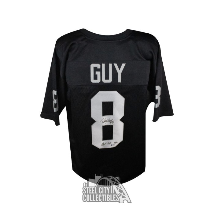 Ray Guy HOF 14 Autographed Oakland Custom Football Jersey - BAS COA