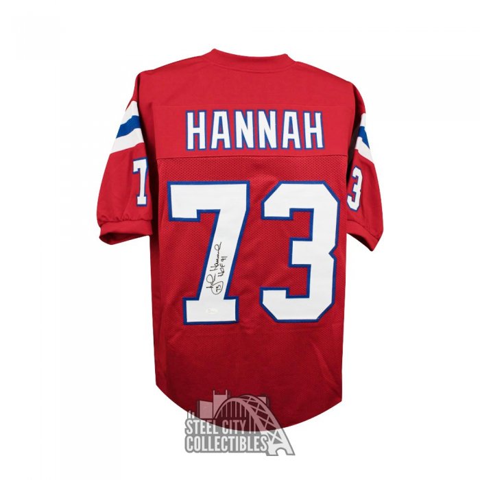 John Hannah Autographed Signed New England (Red #73) Custom Jersey With HOF  91 - JSA