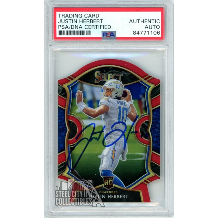 Justin Herbert 2020 Select Concourse Die Cut Red Prizm Rookie Autograph ...