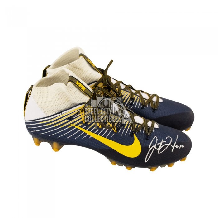 Justin Herbert Autographed Nike Alpha Menace Football Cleats - BAS COA  (White Swoosh)