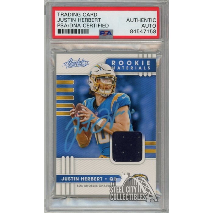 : 2020 Panini Absolute Rookie Force Relics Football #3 Justin  Herbert Player Worn Jersey Rookie Card : Collectibles & Fine Art