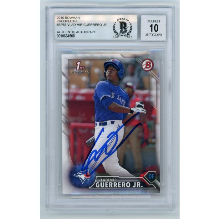 Vladimir Guerrero Jr Bowman Prospects Autograph Rookie Rc Card Bas Steel City