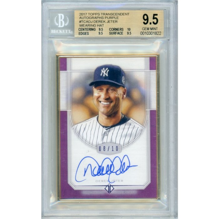 Derek Jeter 2017 Topps Transcendent Baseball Framed Autograph Card 23/25 -  BGS Graded 10