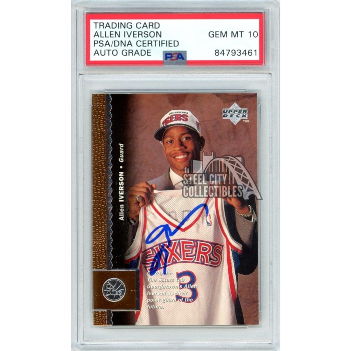 Allen Iverson 1996-97 Upper Deck Autograph Rookie Card #91 PSA/DNA 10 ...