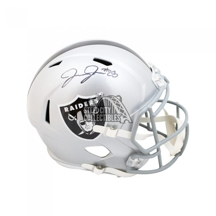 Charles Woodson Oakland Raiders Autographed Riddell Speed Authentic Helmet  with Just Win Baby Inscription