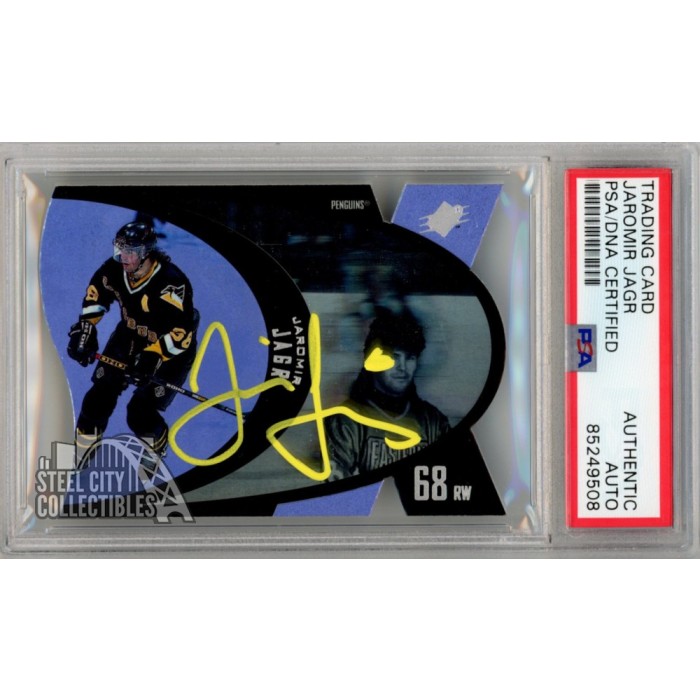 Jaromir Jagr 1997-98 Upper Deck SPX Blue Die Cut Autograph Card #42 PSA ...