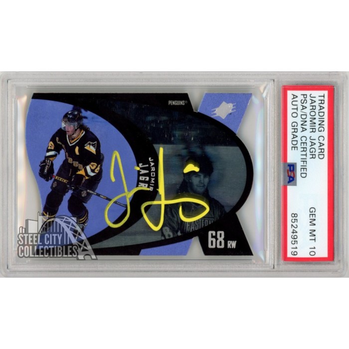 Jaromir Jagr 1997-98 Upper Deck SPX Blue Die Cut Autograph Card #42 PSA ...