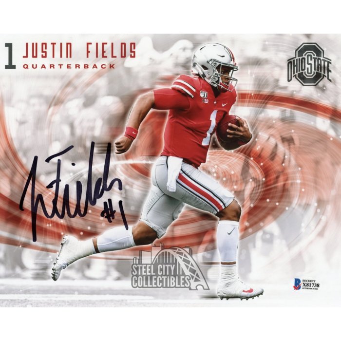 Justin Fields Autographed Ohio State Custom Black Football Jersey - BAS COA