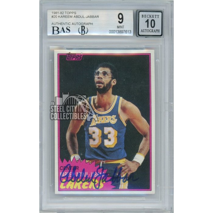 Kareem Abdul-Jabbar 1981-82 Topps Autographed Card #20 BGS 9 BAS 10