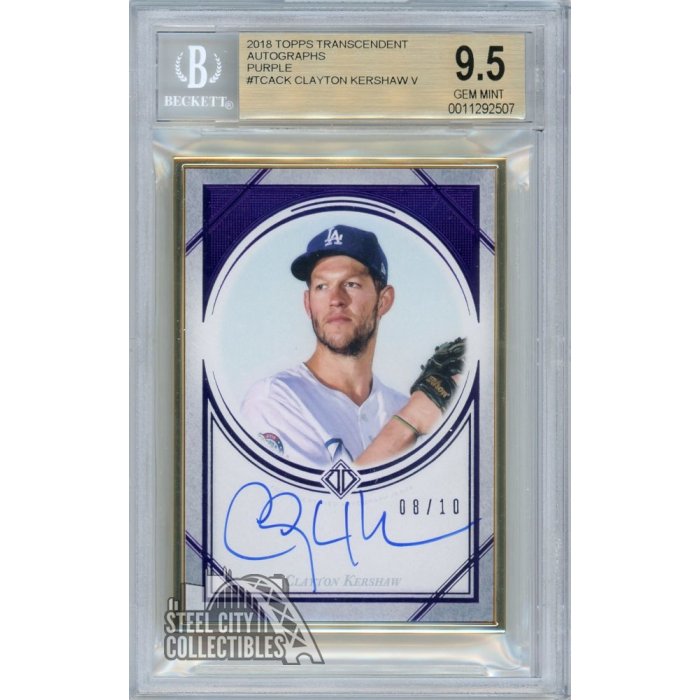 Clayton Kershaw 2018 Topps Transcendent Autograph Purple 8/10 BGS 9.5