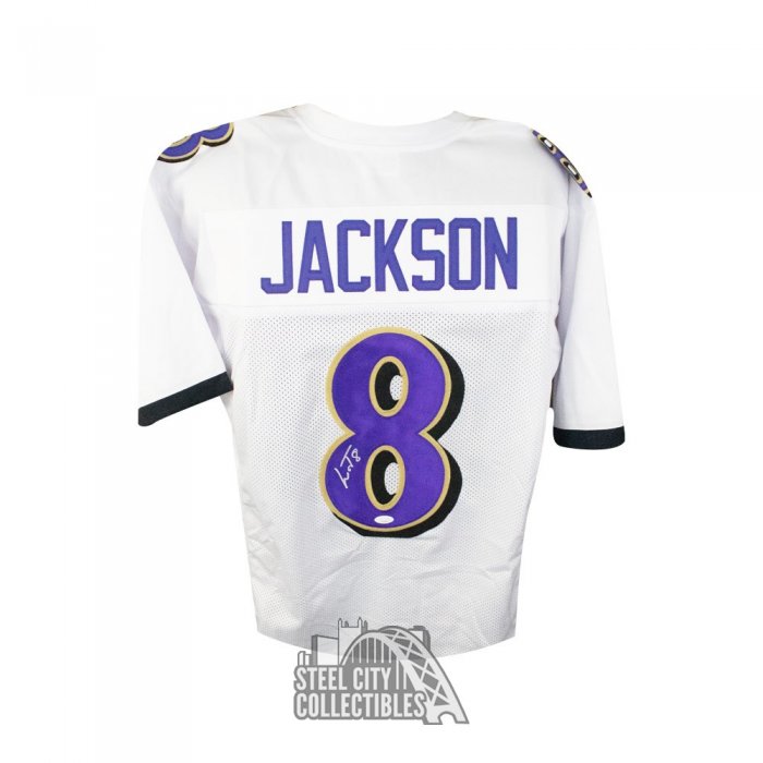 Lamar Jackson Signed Gold Ink Baltimore Pro Custom White Football Jers — RSA