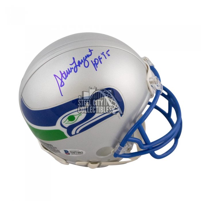 Steve Largent Autographed Seahawks Flat Black Full-Size Football Helmet JSA  7 Inscrip