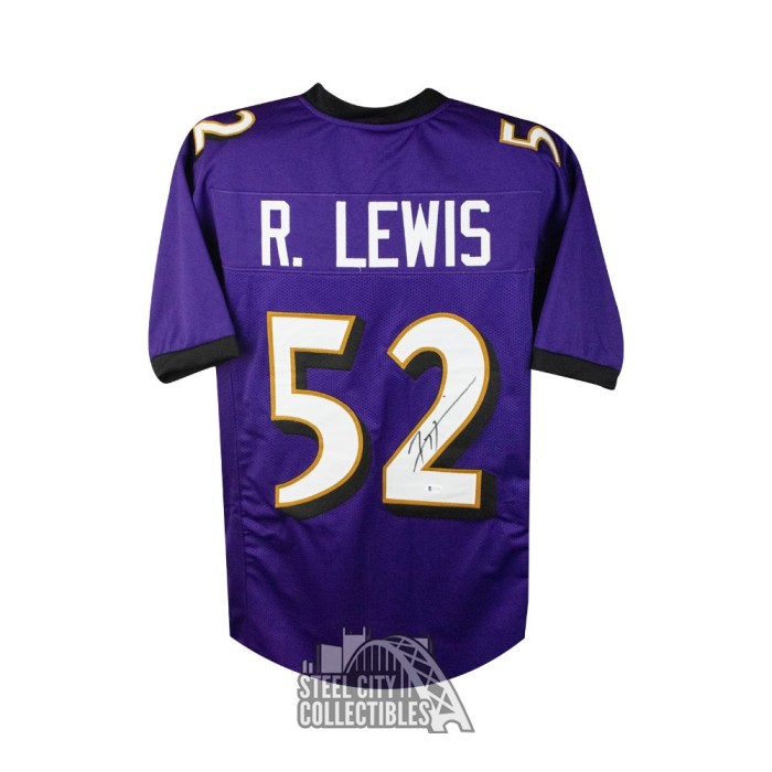 Ray Lewis Autographed Baltimore Custom Purple White Number Football Jersey - BAS