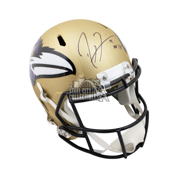 Ray Lewis Autographed Baltimore Ravens F/S Flat White Helmet HOF