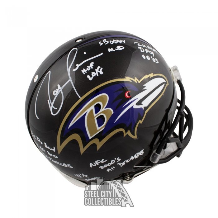 Ray Lewis Autographed Full Size Ravens Flash Helmet – Great