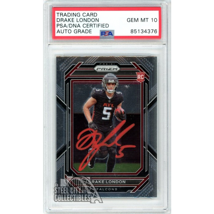 Drake London 2022 Panini Prizm Autograph Rookie Card #308 PSA/DNA 10 ...