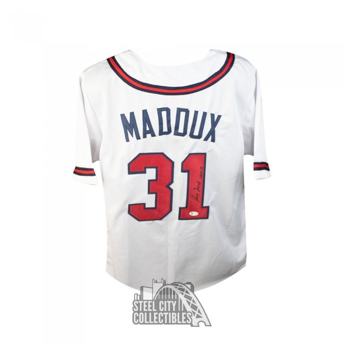 Greg Maddux signed 1982 Atlanta Braves Blue Away Cooperstown Jersey BAS