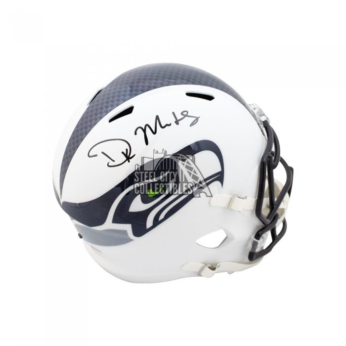 D.K. Metcalf Autographed Seattle Seahawks Chrome Full-Size Football Helmet  - BAS COA (Green Ink)