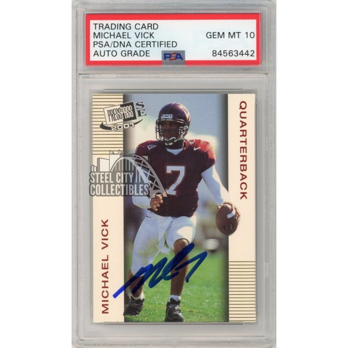 Michael Vick 2001 Press Pass Gold Foil Autograph Rookie Card #1 PSA/DNA 10