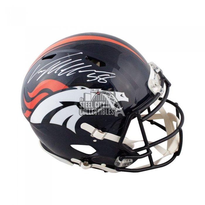 Jeb Putzier Signed Denver Broncos 2000 Chrome Mini Helmet Beckett