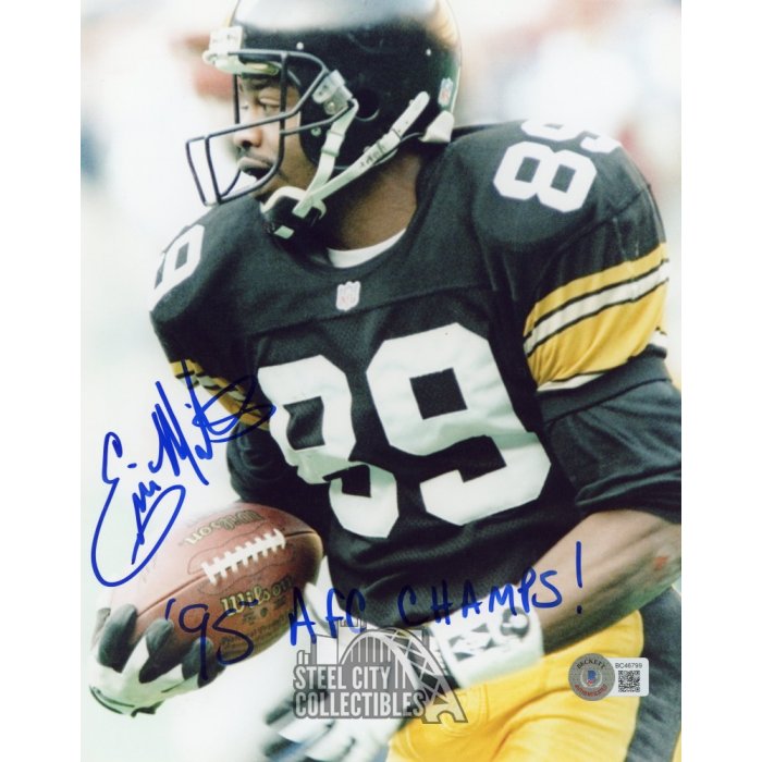 Ernie Mills 95 AFC Champs Autographed Pittsburgh Steelers 8x10 Photo - BAS  (Black Jersey)