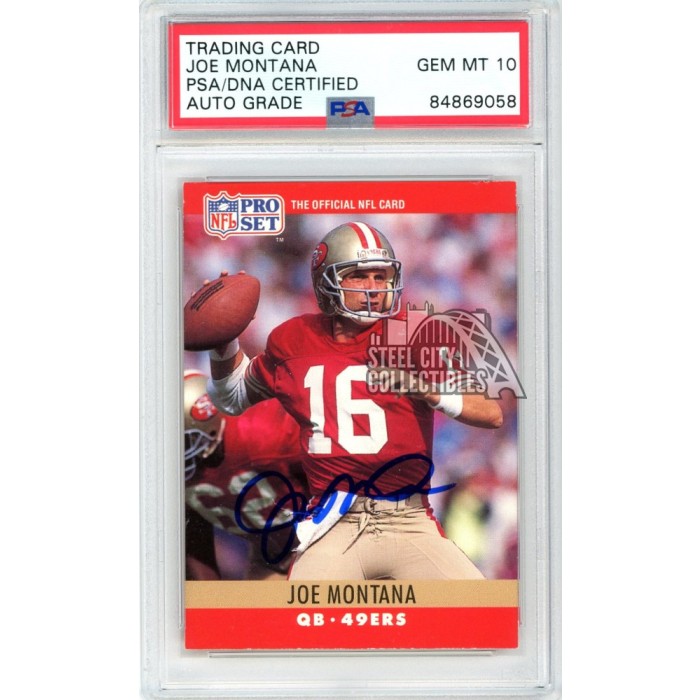 Joe Montana 1990 Pro Set Autograph Card #293 PSA/DNA 10 | Steel