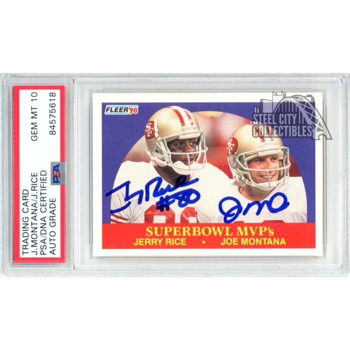 Joe Montana & Jerry Rice Signed 1990 Fleer #397 Super Bowl MVP's