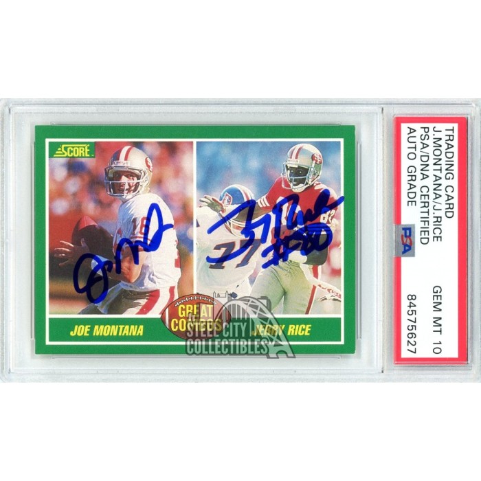 Jerry Rice - Joe Montana with play drawing by Elins 497/1000 – All In  Autographs