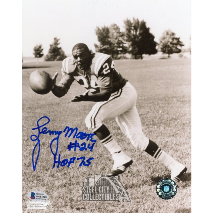 Lenny Moore HOF 75 Autographed Wilson Football - BAS