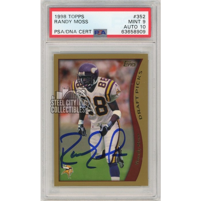 Randy Moss 1998 Topps Autograph Rookie Card RC #352 PSA 9 PSA/DNA 10 ...