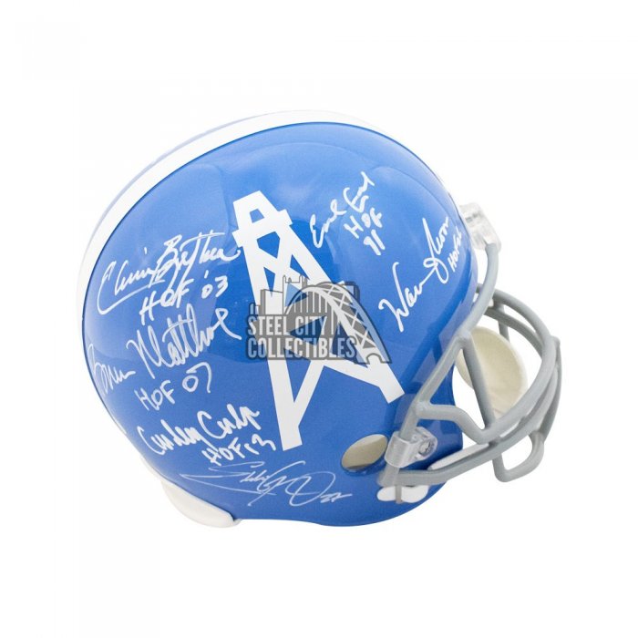 Houston Oilers Greats Autographed Blue Full-Size Football Helmet