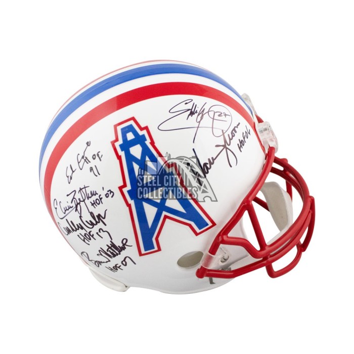 Houston Oilers Greats Autographed Blue Full-Size Football Helmet