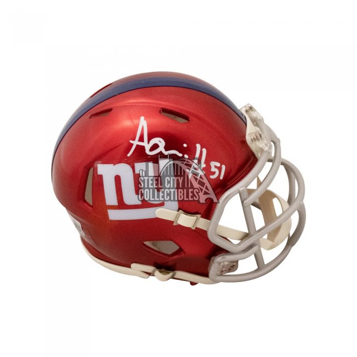 Azeez Ojulari Autographed New York Giants Lunar Eclipse Mini Football Helmet  - BAS (Black Ink)