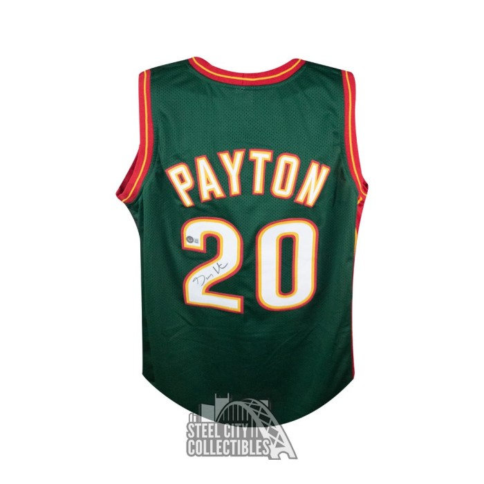 Gary Payton Autographed Seattle Mitchell & Ness Green Basketball Jersey (Large) - BAS