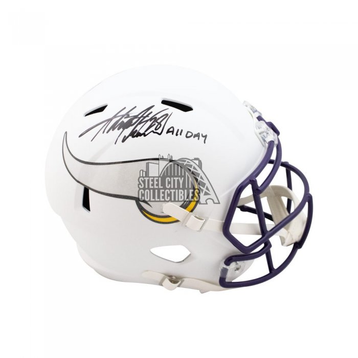 Schwartz Sports Memorabilia PETREP308 Adrian Peterson Signed Minnesota Vikings Flash Riddell Full Size Speed Replica Helmet