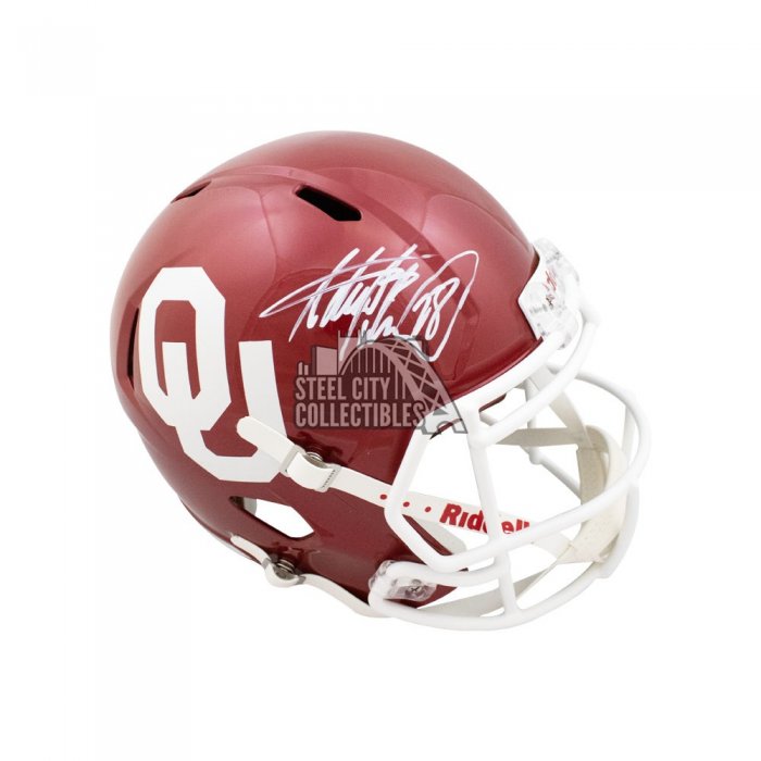 Adrian Peterson Autographed/Signed Mini Helmet LEAF COA outlets Oklahoma Sooners