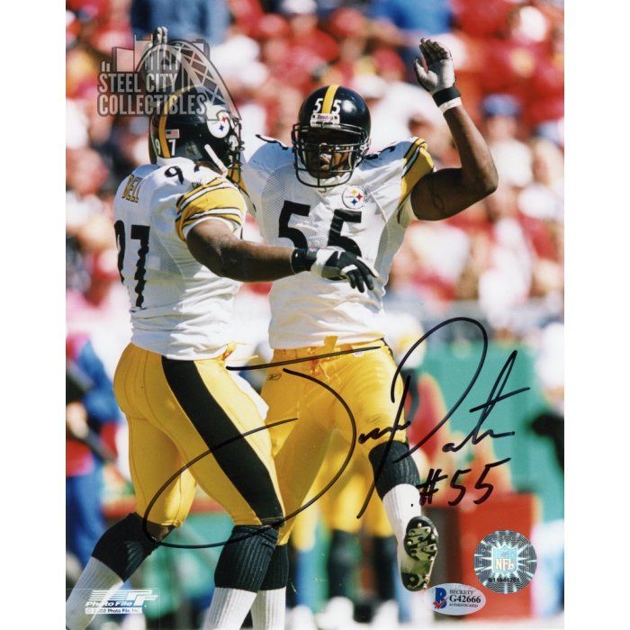 Joey Porter Autographed Pittsburgh Steelers 8x10 Photo (Running) - BAS COA