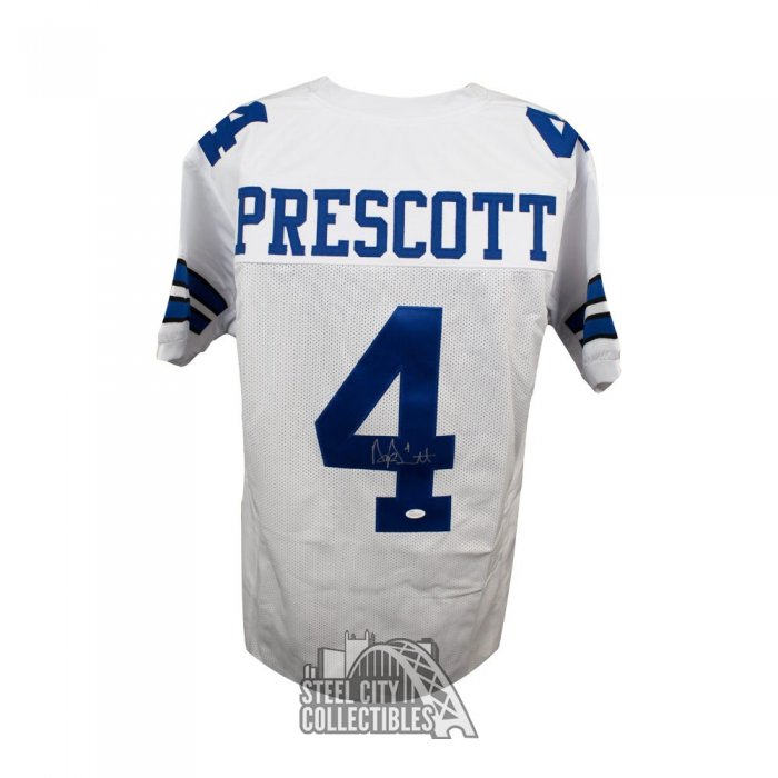 Dak Prescott Dallas Cowboys Signed Autograph White Custom Jersey JSA  Certified