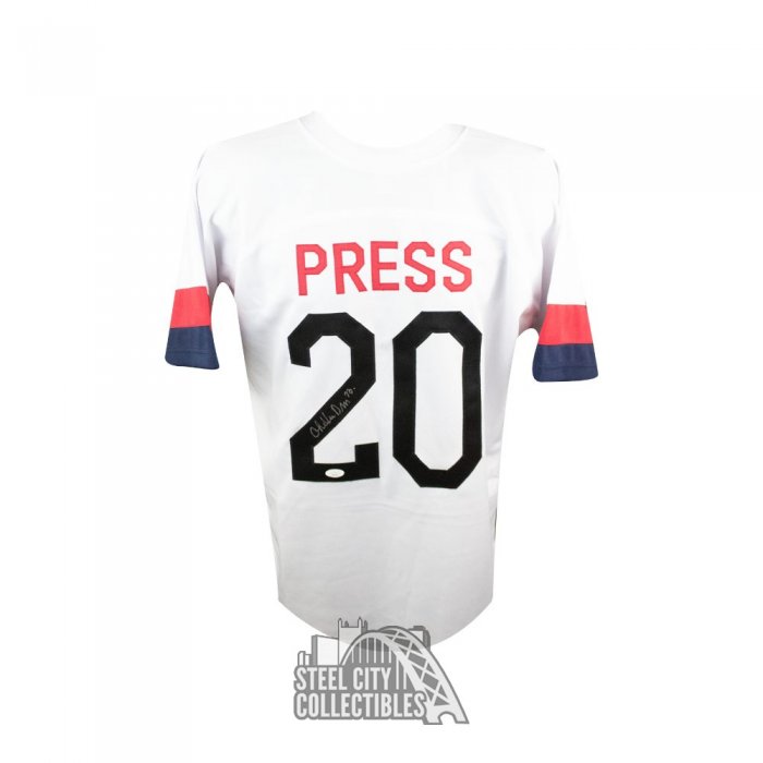 Christen Press Autographed Custom Team USA Blue Soccer Jersey - JSA COA