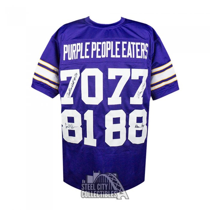 Autographed/Signed Purple People Eaters Minnesota White Football Jersey JSA  COA at 's Sports Collectibles Store