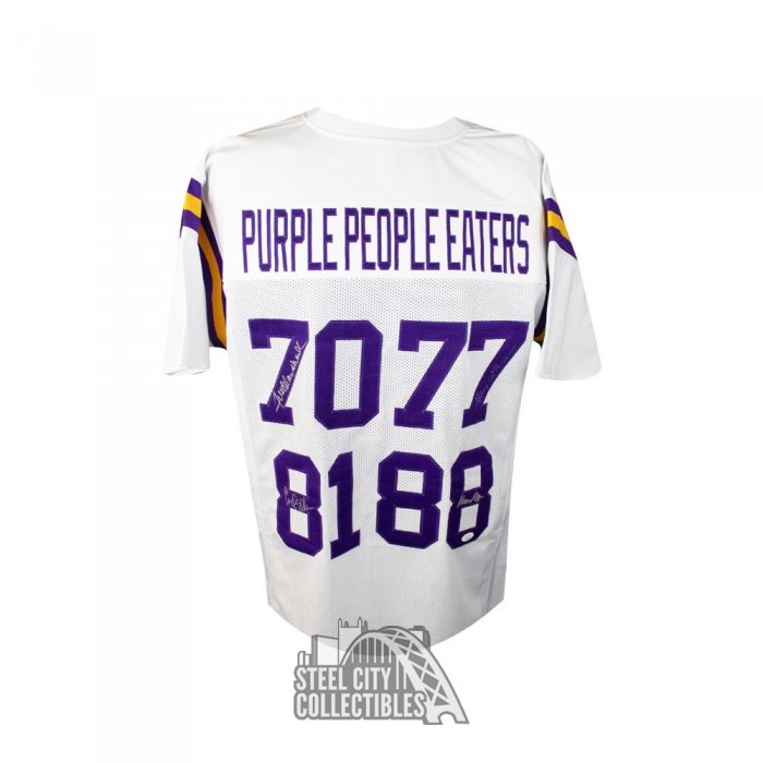 Purple People Eaters Autographed Custom White Football Jersey - JSA COA :  Everything Else 