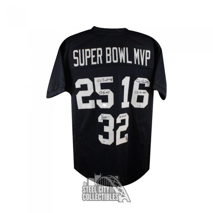 Super Bowl MVPs Allen Plunkett Biletnikoff Framed Signed Jersey Black – All  In Autographs