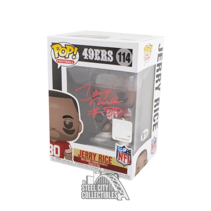 Jerry Rice Signed 49ers #114 Funko Pop! Vinyl Figure (Beckett COA)