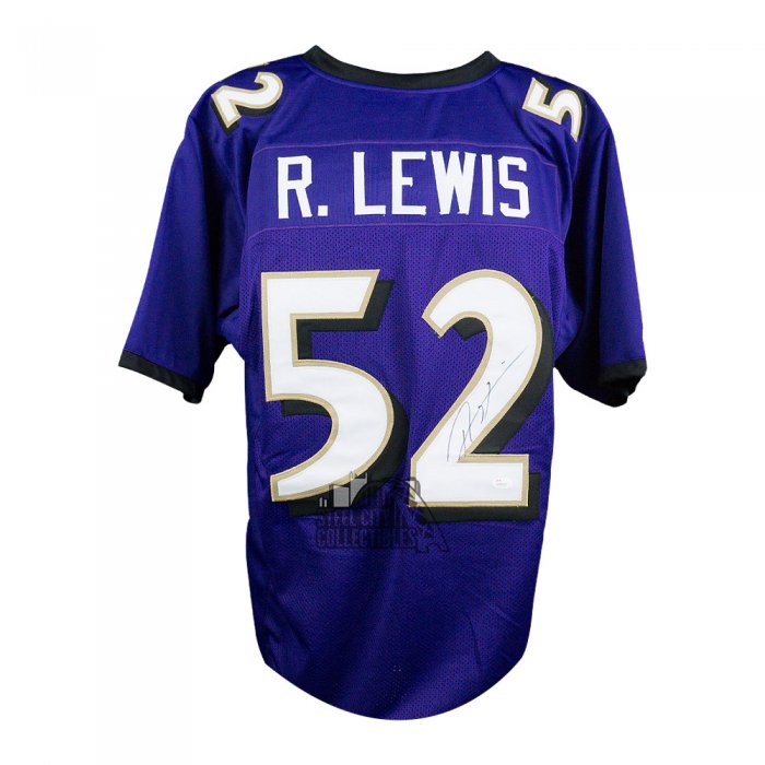 Ray Lewis Framed Autographed Custom Jersey with Purple Suede (JSA