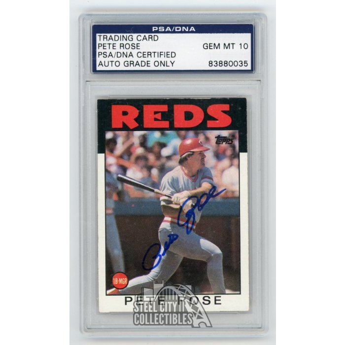 Pete Rose 1986 Topps Autographed Card #1 - PSA/DNA Gem MT 10 | Steel ...