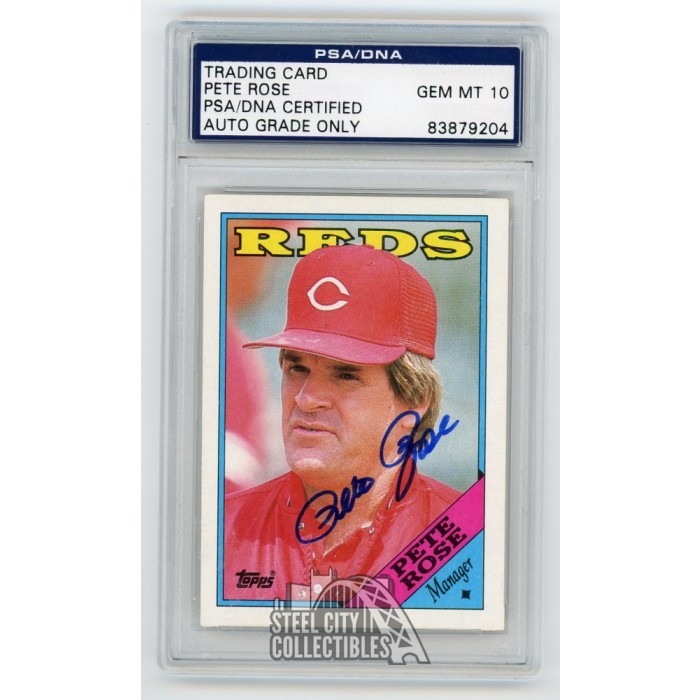 Pete Rose 1988 Topps Autographed Card 475 PSA/DNA Gem MT 10 Steel