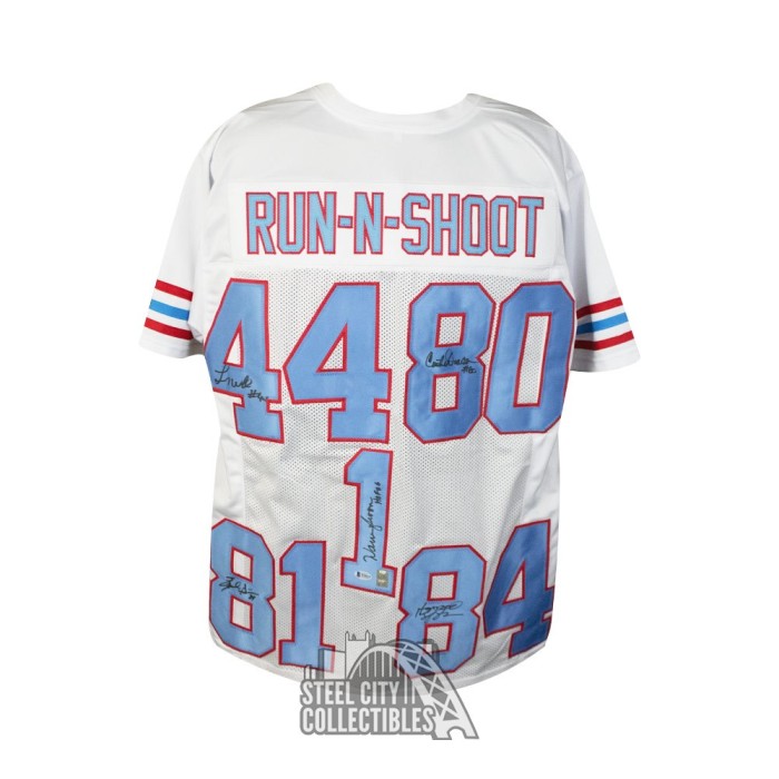 Run-N-Shoot Autographed/Signed Jersey Houston Oilers Warren Moon